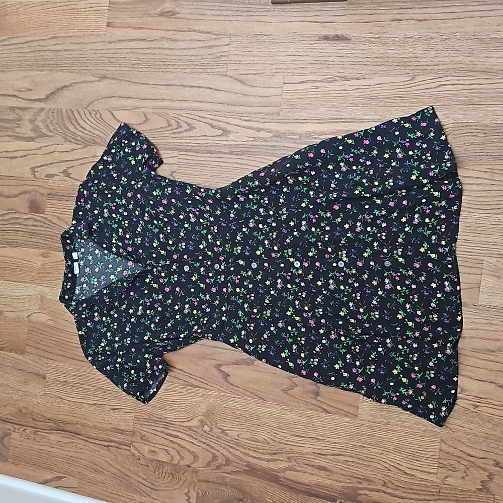 Gap Ditsy Floral Button Front Mini Dress XS ASO Voilet Harmon AHS